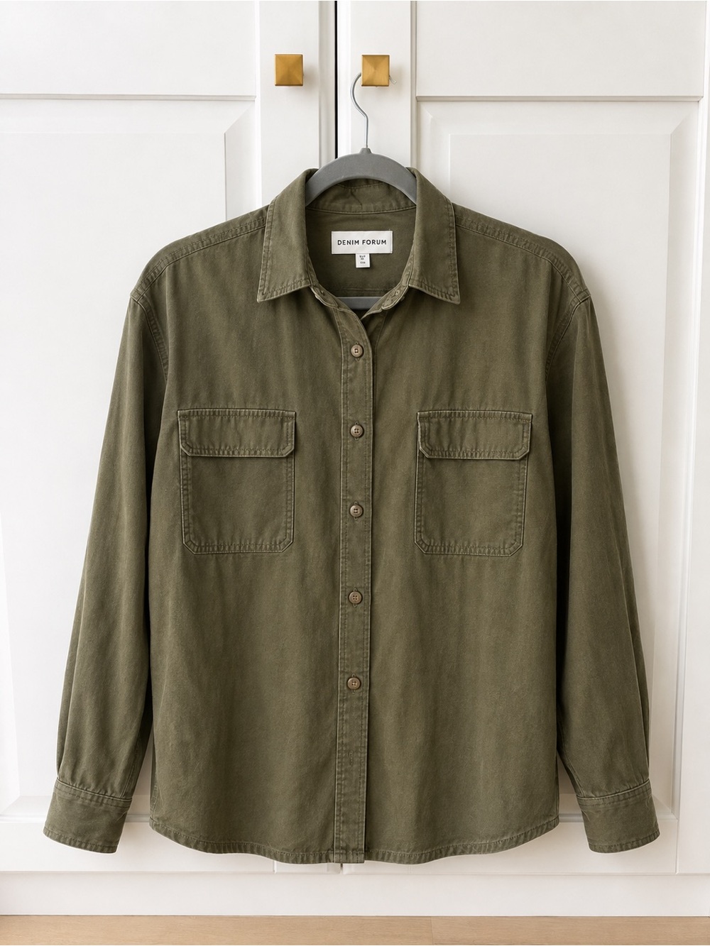 Denim Forum (Aritzia) Olive Green Button-Down Shirt